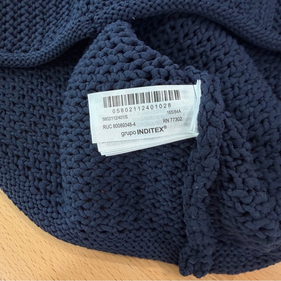 Zara Navy Blue Chunky Knit Button Front Sweater Vest Gold Buttons Size Small - Picture 8 of 8